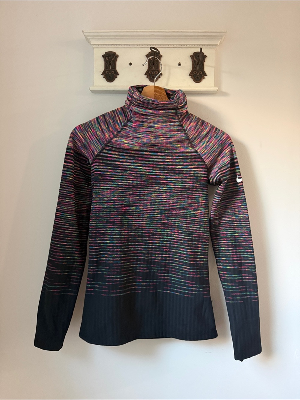 Nike PRO Hyperwarm Women's Long Sleeve Athletic Top Space-Dye Turtleneck Sweater
